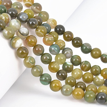 Намистини Агат оливковий, Натур. камінь, 8 мм, Круглі (BUS-058072)