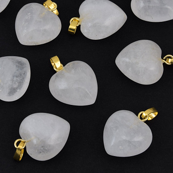 Підвіска Серце, Натур. камінь Кварц, 18х15х10 мм (POD-057918)