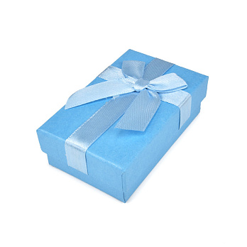 Подарункова коробочка Прямокутна з бантиком, 8х5х2,5 см, Блакитна (UPK-057110)