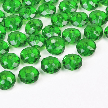 Намистини акрилові, Ронделі, 8х5 мм, Зелені (BUS-059949)