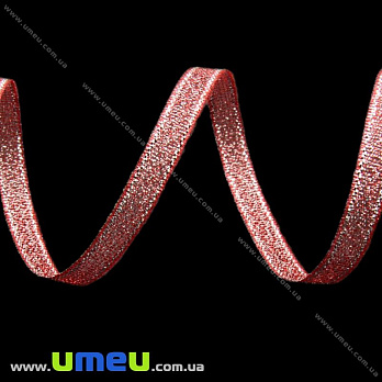 Лента парчовая, 6 мм, Красная с серебром, 1 м (LEN-001545)