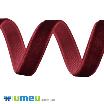 Стрічка оксамитова, 15 мм, Бордова (LEN-052247)