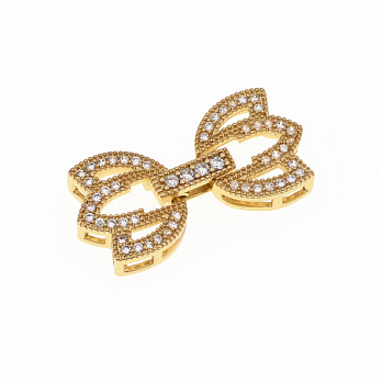 Застібка, 25х13 мм, Латунь із покриттям 18 kt, Куб. цирконій (ZAM-055445)