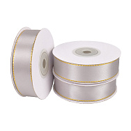 Атласная лента с люрексом, 20 мм, Серая с золотом (LEN-061077)