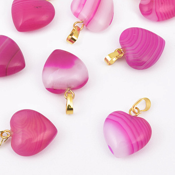 Підвіска Серце, Натур. камінь Агат рожевий, 18х15х10 мм (POD-057922)