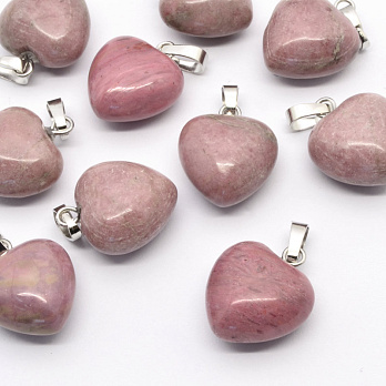 Підвіска Серце, Натур. камінь Родоніт, 18х15х10 мм (POD-054409)