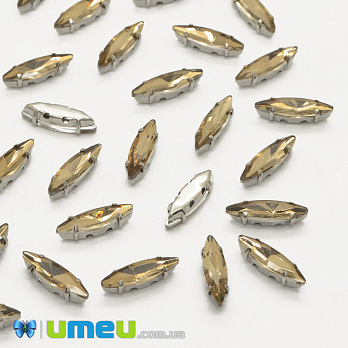 Шатон човник 15х4 мм, Темне срібло, Бежевий (KAB-040780)