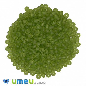Бисер китайский крупный, 6/0, Салатовый прозрачный матовый, 4 мм (BIS-039277)