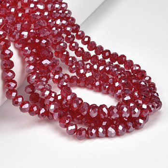 Бусины рондели, 6х5 мм, Красные AB (BUS-057084)