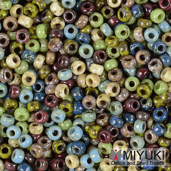 Бісер японський Miyuki круглий RR 11/0 №MIX106, Мікс коричнево-зелений (BIS-051191)
