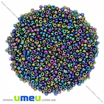 Бісер китайський середній, 8/0, Ірис зелений перламутровий, 3 мм (BIS-012025)