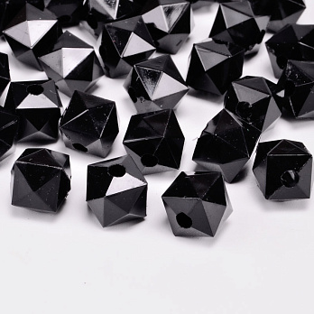 Намистини акрилові, Куб гранований, 10х9 мм, Чорні (BUS-054561)