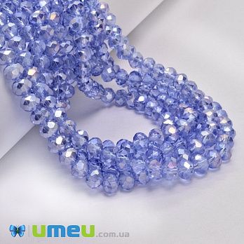 Бусины рондели, 6х5 мм, Синие АВ (BUS-049198)