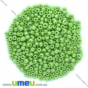 Бисер китайский крупный, 6/0, Салатовый перламутровый, 4 мм (BIS-000481)