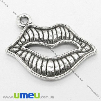 Подвеска метал. Губки (двухстор.), 24х17 мм, Античное серебро (POD-007108)