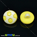 Пуговица пластиковая на ножке Мяч, 13 мм, Желтая (PUG-017811)
