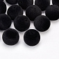 Намистина оксамитова, Кругла, 14 мм, Чорна (BUS-060191)