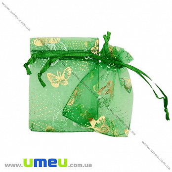 Подарочная упаковка из органзы, 7х9 см, Зеленая, 1 шт (UPK-020380)