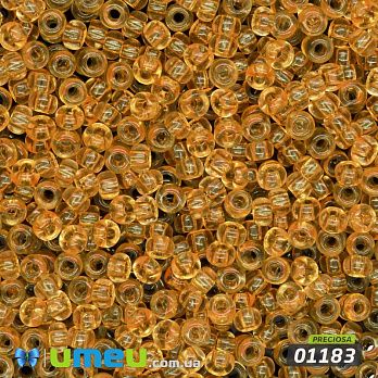Бісер чеський №739/01183, Помаранчевий, Прозорий, 10/0 (BIS-047734)