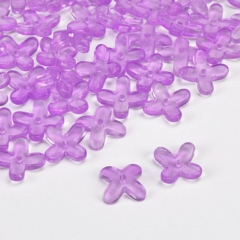 Бусины стеклянные, Цветы, 9,5х3 мм, Сиреневые (BUS-059979)