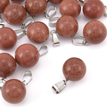 Подвеска Шар, Синт. камень Авантюрин Золотой песок, 14 мм (POD-009290)