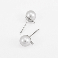 Пусеты из нерж. стали с бусинкой 8 мм, Темное серебро (STL-061303)