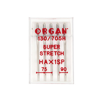 Иглы ORGAN SUPER STRETCH №75-90 для бытовых швейных машин, 5 шт, 1 набор (SEW-054951)