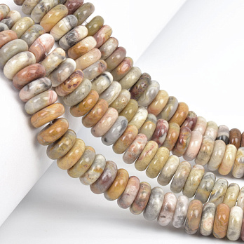 Намистини Агат мереживний (Crazy Agate), Натур. кам., 10х4 мм, Ронделі, 20 см (BUS-058167)