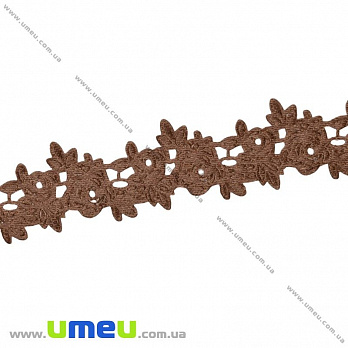 Тасьма тиснена Трояндочки, 20 мм, Коричнева (LEN-025664)