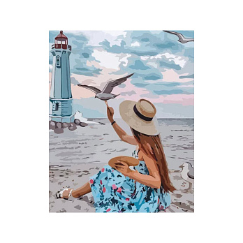 Набор алмазной живописи на подрамнике 50х40 см, Девочка и море (SXM-052372)