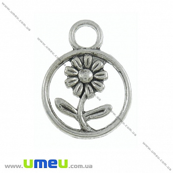 [Архів] Підвіска метал. Квіточка, 24х18 мм, Античне срібло (POD-001286)