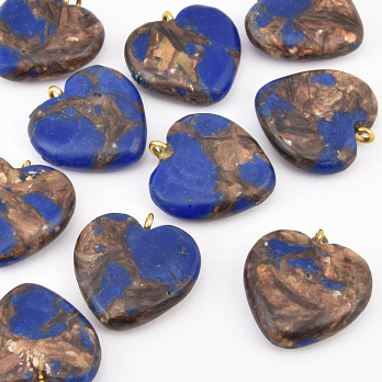 Підвіска Серце, Синт. камінь Яшма імператорська, 20х20 мм (POD-058554)