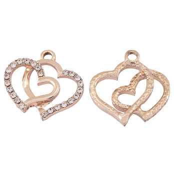 Підвіска метал. Серця зі стразами, 20х19 мм, Світле золото (POD-053483)