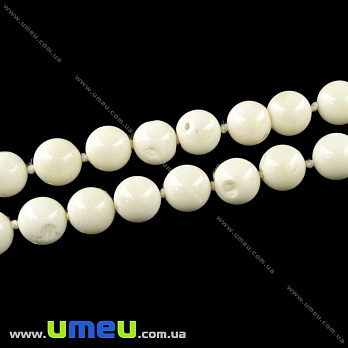 [Архів] Намистина натуральний камінь Корал білий, 11 мм, Кругла (BUS-023656)