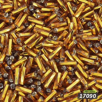 Бисер чешский Стеклярус 3, №17090, Золотистый блестящий скрученный, 7 мм (BIS-058912)
