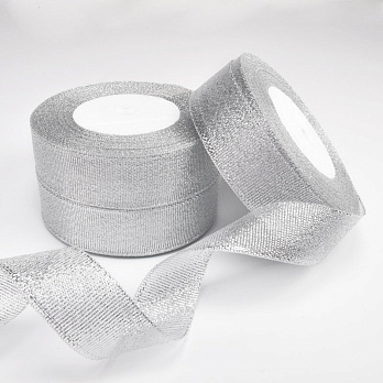 Стрічка парчева, 25 мм, Срібляста (LEN-022603)