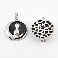 Подвеска Котик на луне, Натур. камень Агат черный, 33х28 мм (POD-058603)