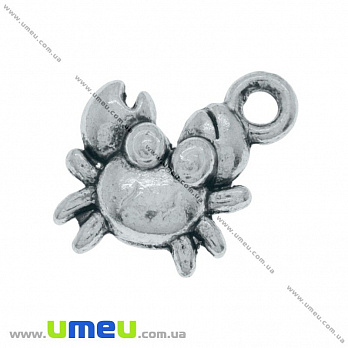 Підвіска метал. Крабик (двостор.), 15х12 мм, Античне срібло (POD-007944)