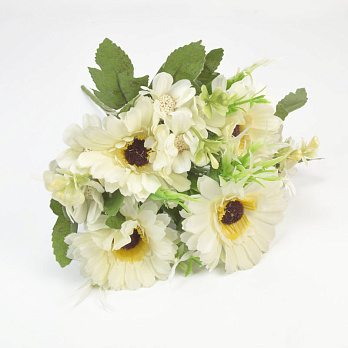 Букет гербери з ромашками, 33 см, Кремовий (DIF-057628)