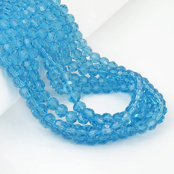 Намистини круглі грановані, 6 мм, Бірюзові (BUS-057317)