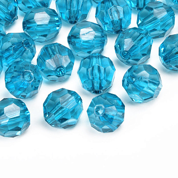 Намистини акрилові, Круглі грановані, 10 мм, Блакитні (BUS-059899)