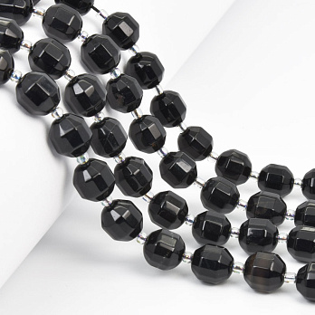 Намистини Агат чорний, Натур. камінь, 10 мм, Круглі грановані (BUS-058215)