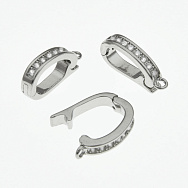 Бейл знімний, 14х7х2,5 мм, Латунь з покриттям Родій, Куб. цирконій (OSN-058463)