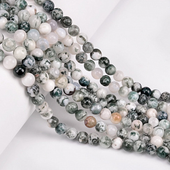 Бусины Агат моховый, Натур. камень, 6 мм, Круглые (BUS-051739)