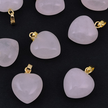 Підвіска Серце, Натур. камінь Кварц рожевий, 18х15х10 мм (POD-057915)