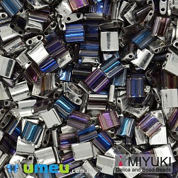 Бисер японский Miyuki TILA №4554, 5х5 мм, Серебристо-синий двухсторонный (BIS-046063)