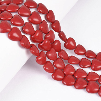 Намистини Бірюза пофарбована, Синт. камінь, 12х12х6 мм, Серце (BUS-057528)