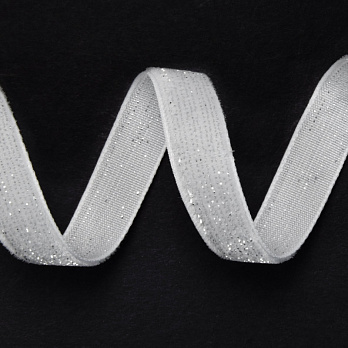 Стрічка оксамитова з люрексом, 10 мм, Сіра світла (LEN-060305)