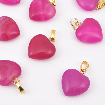 Подвеска Сердце, Натур. камень Агат розовый, 18х15х10 мм (POD-057923)