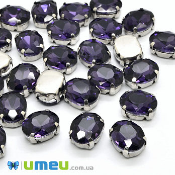 Шатон овальний 18х13 мм, Темне срібло, Фіолетовий (KAB-052866)